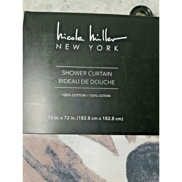 Nicole Miller New York Shower Curtain Emery  72 x 72 - NEW Beige/Brown/Black NEW - Picture 3 of 5